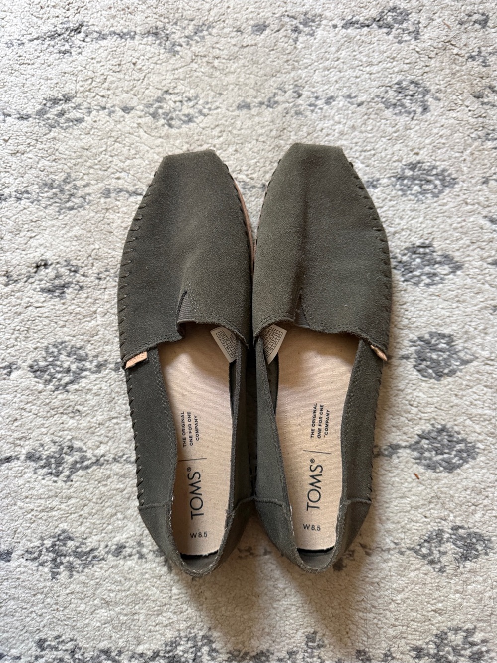 TOMS Olive Green Suede Slip-Ons